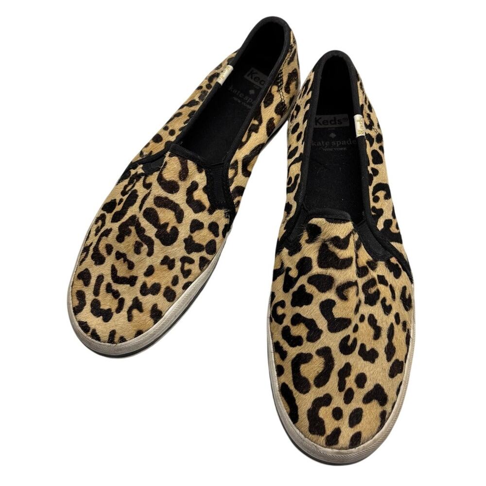 Keds x Kate Spade New York Leopard Print Calf Hair Slip On Sneakers Sz 9.5